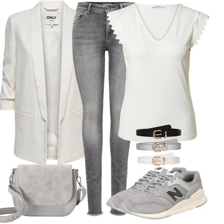 针织面料 V领 拼接 云白 蒸气灰  - VALI鞋履AI设计主图