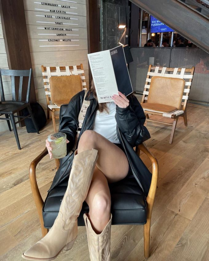 皮革面料 H型 翻驳领 蓝黑色 基础拉链 