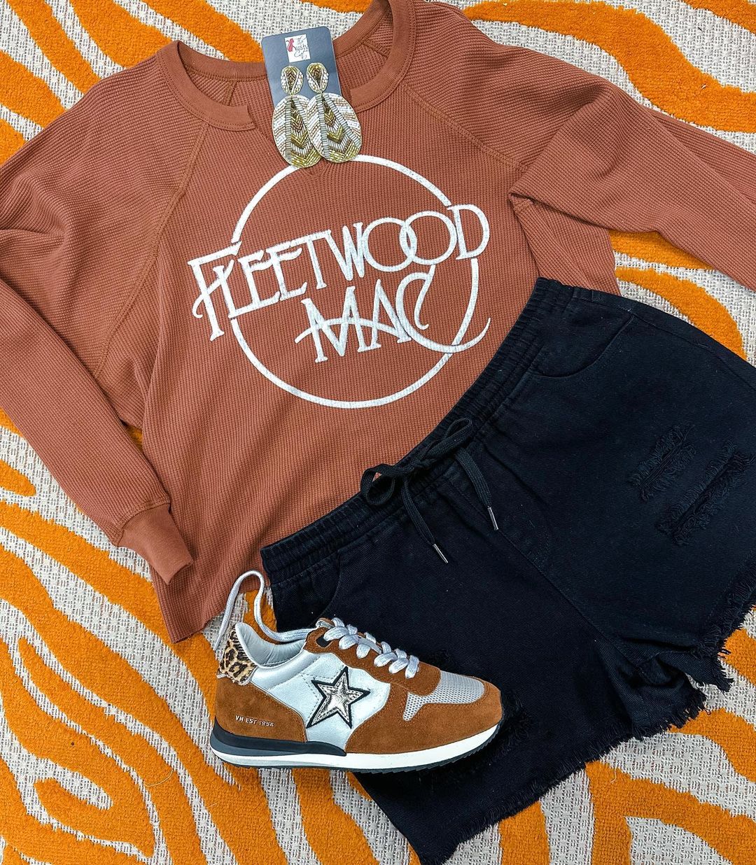 针织面料 H型 圆形领 文字图案 印花 深蓝黑色 秋叶红 陶土色 基础绳带  - VALI鞋履AI设计主图