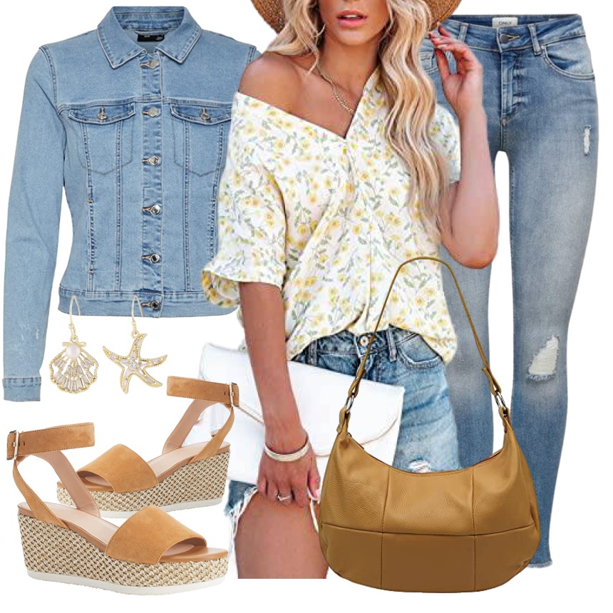 牛仔面料 H型 翻领 洗水 天使瀑布色 洗水蓝 基础扣饰  - VALI鞋履AI设计主图