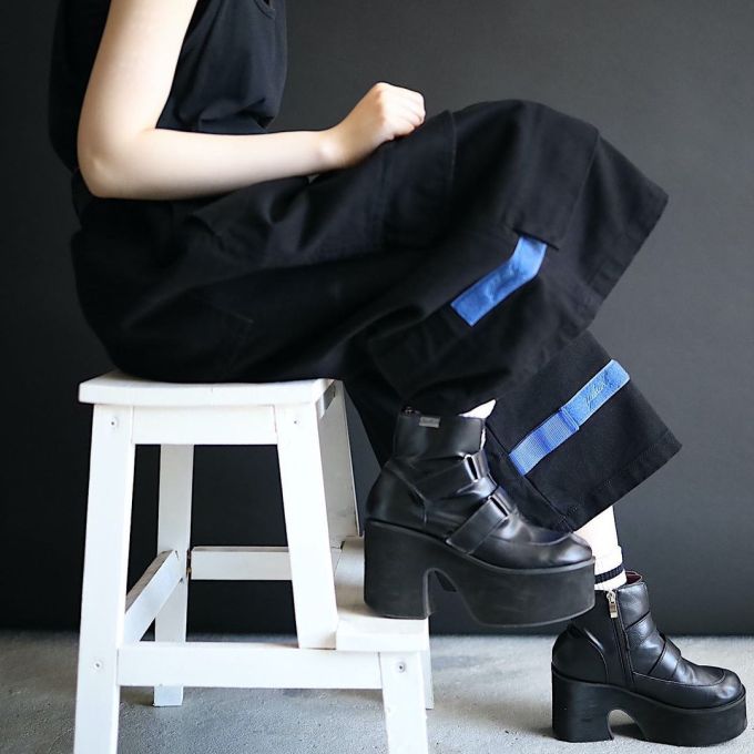 棉麻 撞色/渐变 蓝黑色 