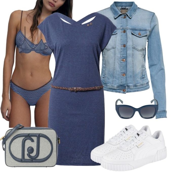 牛仔面料 H型 翻领 撞色/渐变 拼接 洗水 雾蓝色 暗灰蓝色 洗水蓝 基础扣饰 