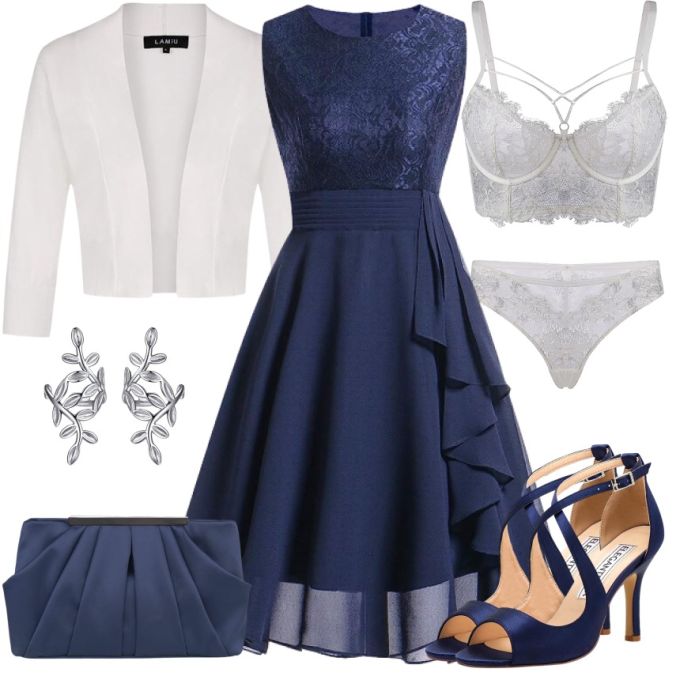 雪纺 X型 圆形领 褶裥 拼接 蓝图色 夜蓝色 