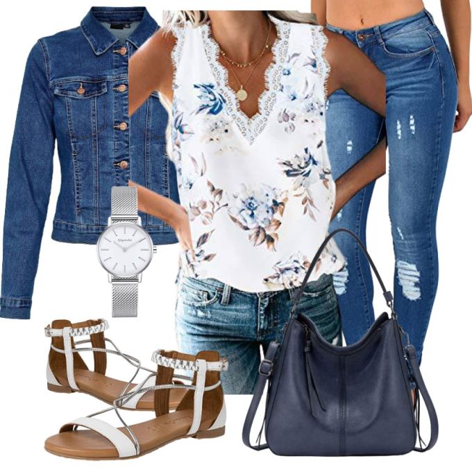 牛仔面料 H型 翻领 洗水 古典蓝 基础扣饰 