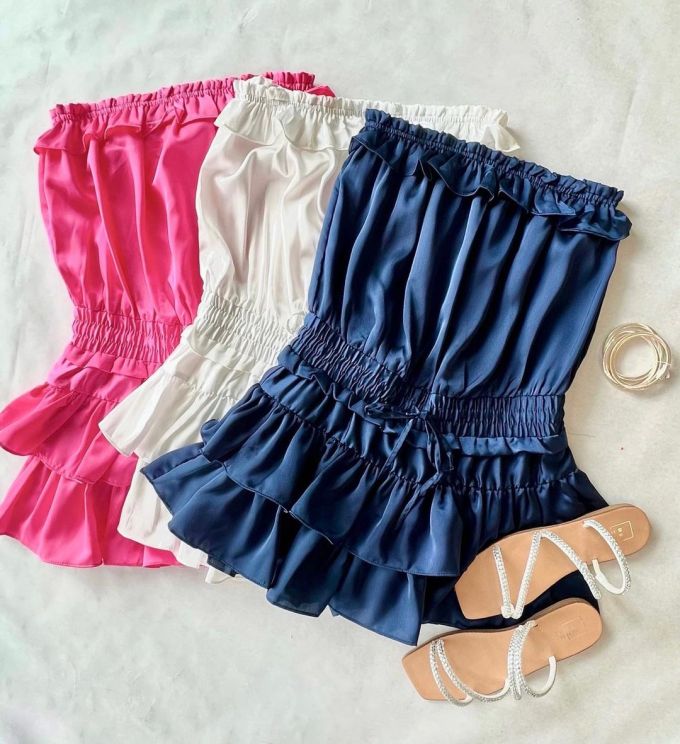 雪纺 A型 抽褶 荷叶边 打揽 夜蓝色 