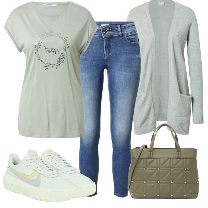 针织面料 H型 圆形领 文字图案 绣花 淡蓝灰 幻影绿 