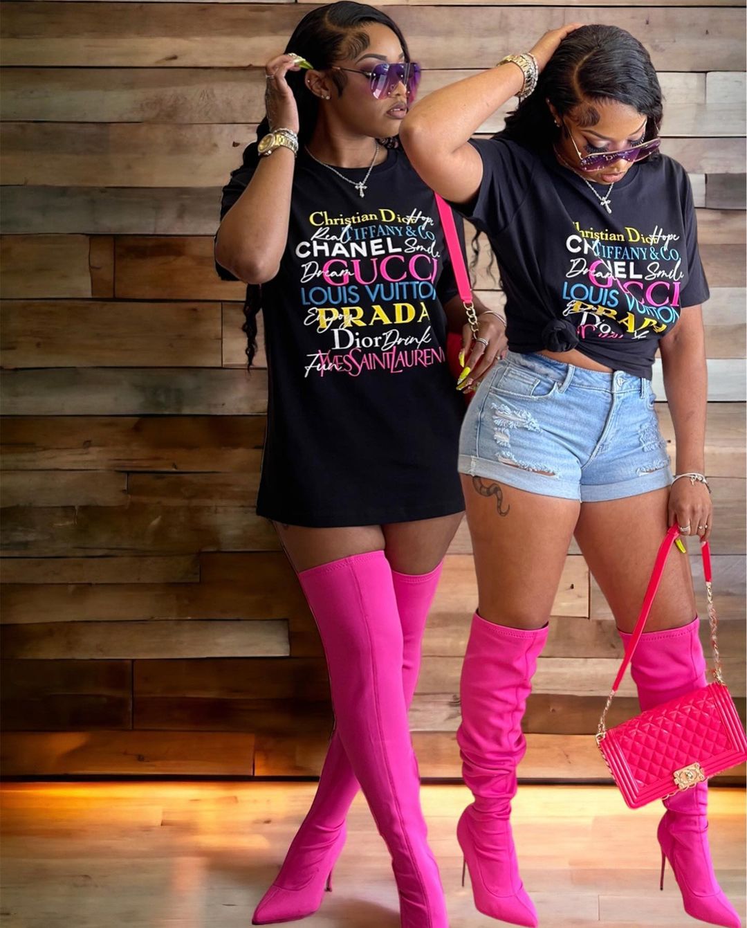 针织面料 H型 圆形领 文字图案 印花 夜蓝色  - VALI鞋履AI设计主图