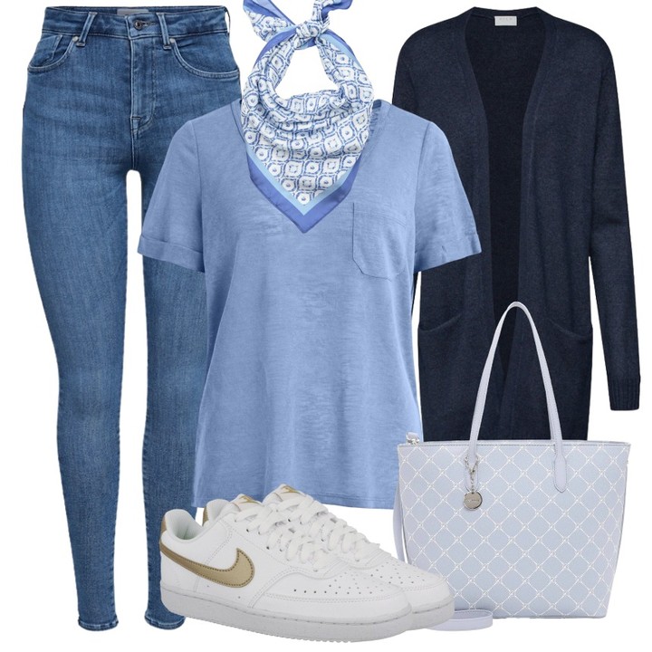 针织面料 H型 V领 恒灰蓝  - VALI鞋履AI设计主图