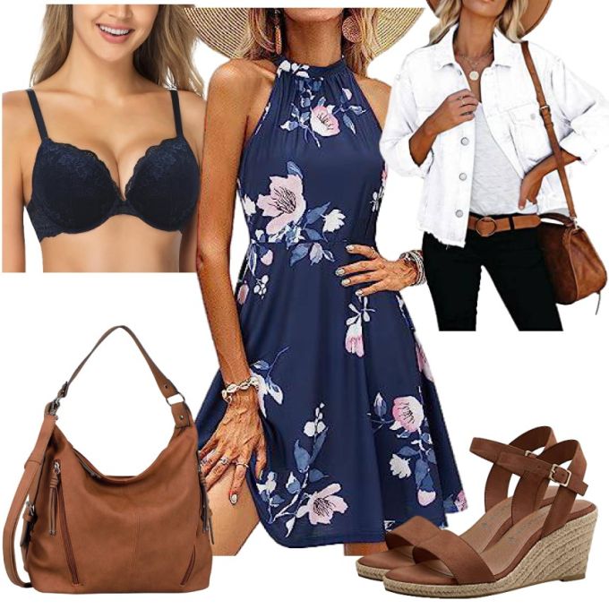 雪纺 A型 立领 植物/花卉 印花 蓝图色 度假风 