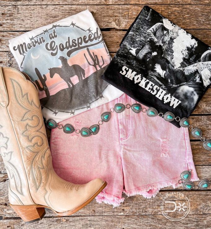 牛仔面料 植物/花卉 洗水 毛边 绣花 浅珊瑚粉 暗粉色 粉红豹粉 