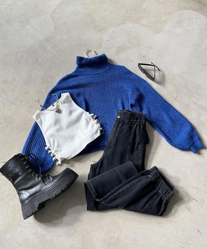 毛纺 立领 细针 针织螺纹 电光蓝 土耳其海蓝 夜蓝色 