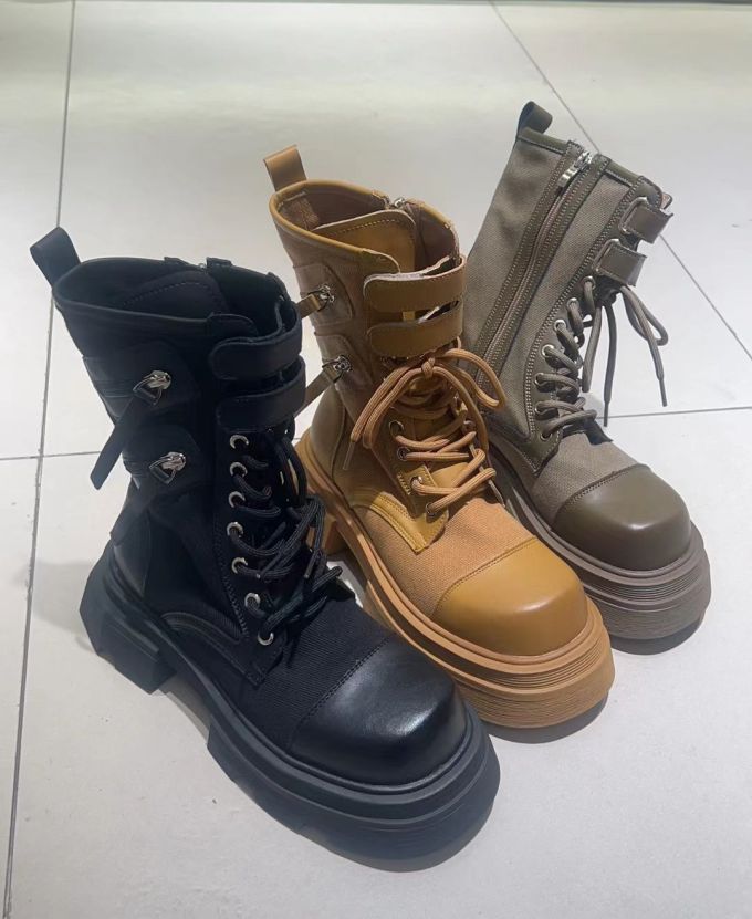 圆头 系带 皮革 