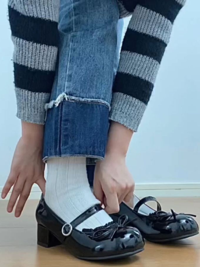 圆头 中口鞋 皮革 