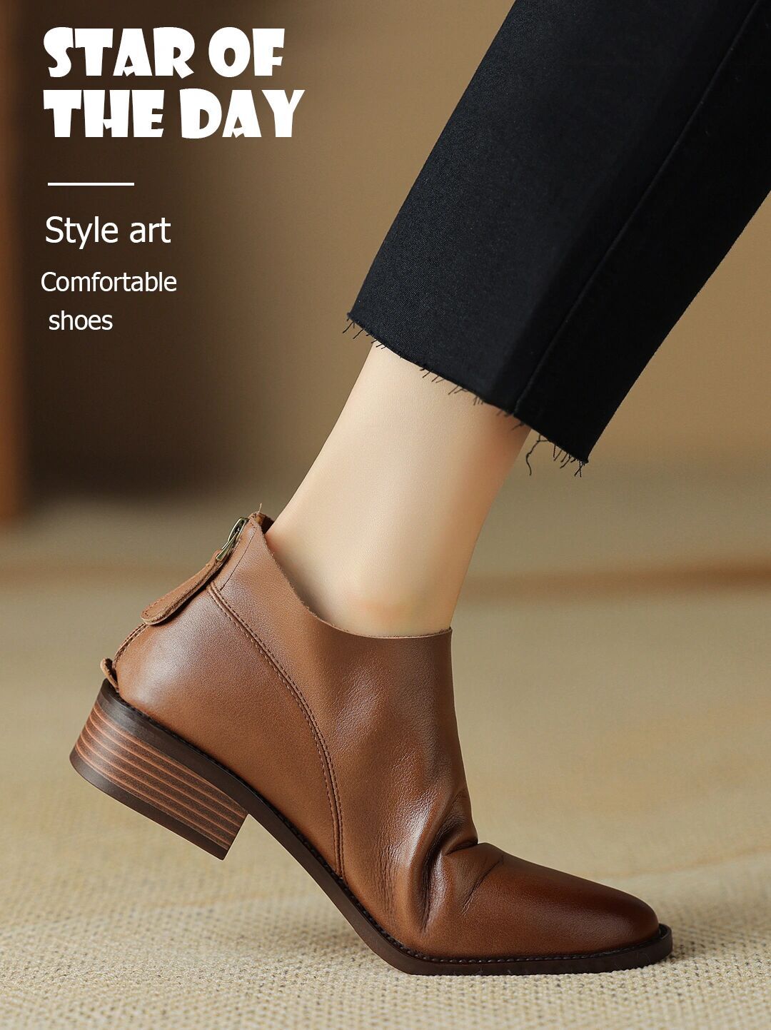 低跟 粗跟 方头 皮革  - VALI鞋履AI设计主图