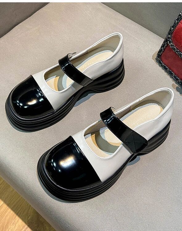 圆头 中口鞋 皮革 