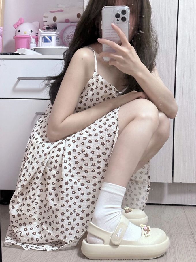 雪纺 A型 抹胸领 波点 印花 炽白 蒸汽蓝色 云雾色 城堡灰 