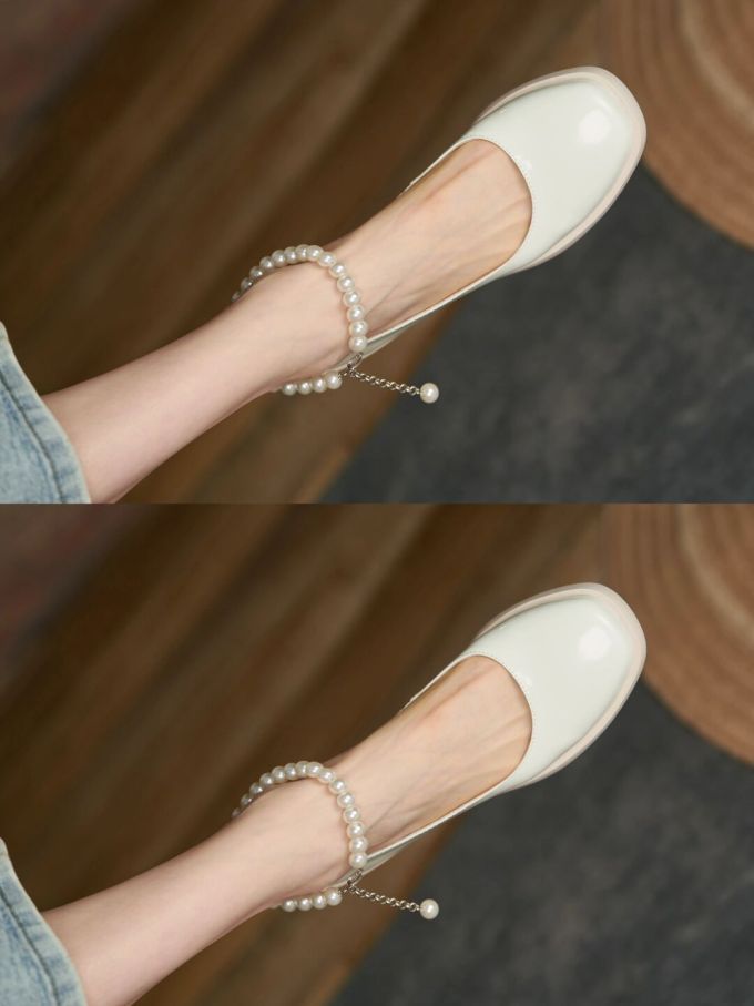 圆头 浅口鞋 皮革 