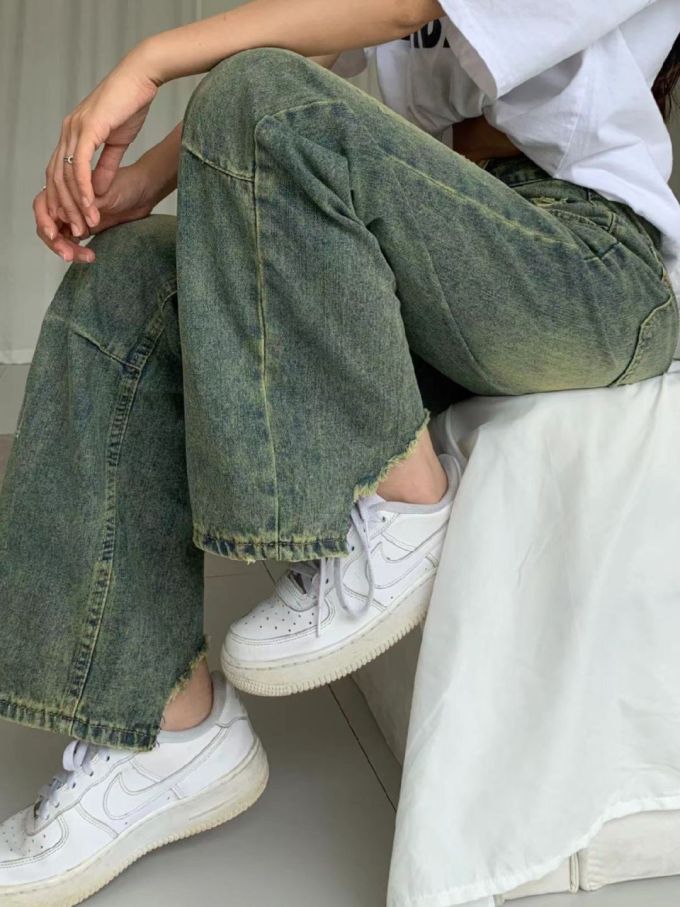 牛仔面料 洗水 毛边 黑森林色 松香色 