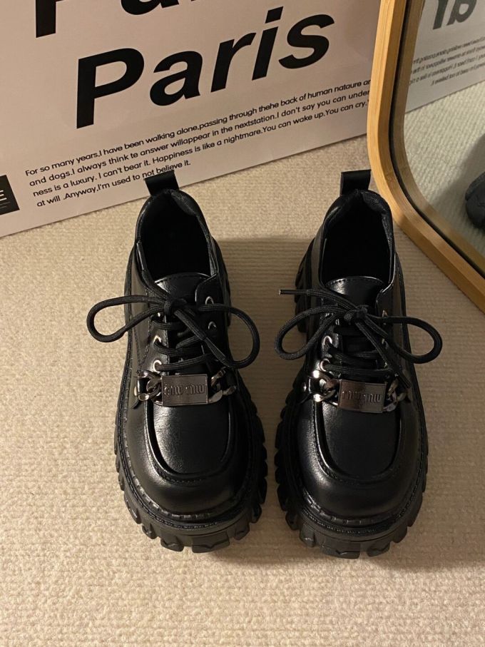 圆头 系带 皮革 