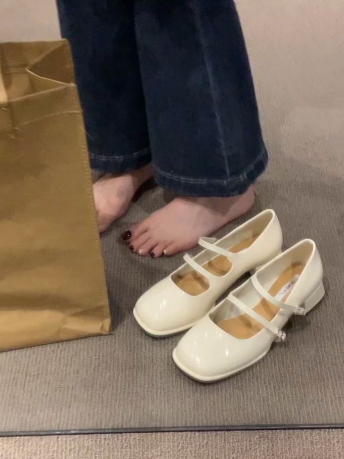 方头 中口鞋 皮革 