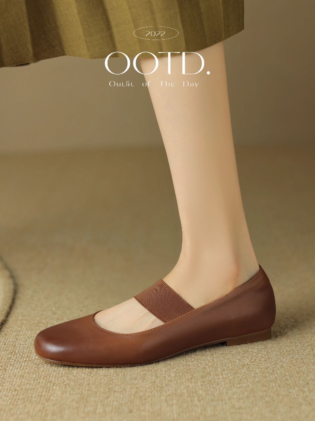 平底 圆头 松紧带 中口鞋 皮革  - VALI鞋履AI设计主图