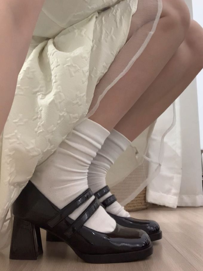 方头 中口鞋 皮革 