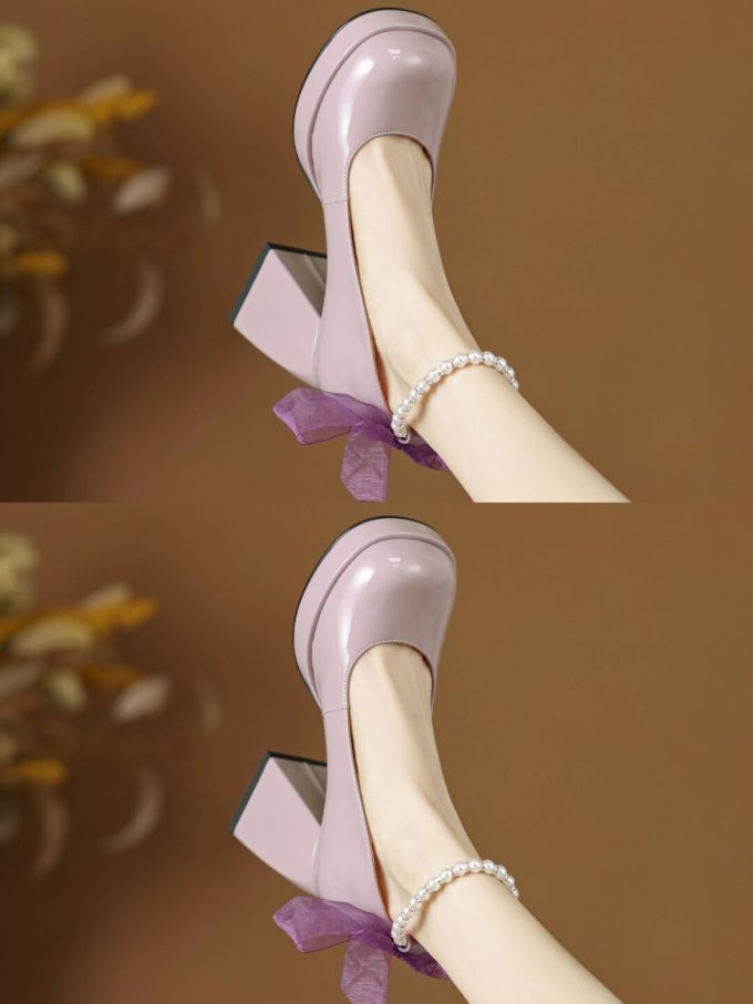 圆头 浅口鞋 皮革 