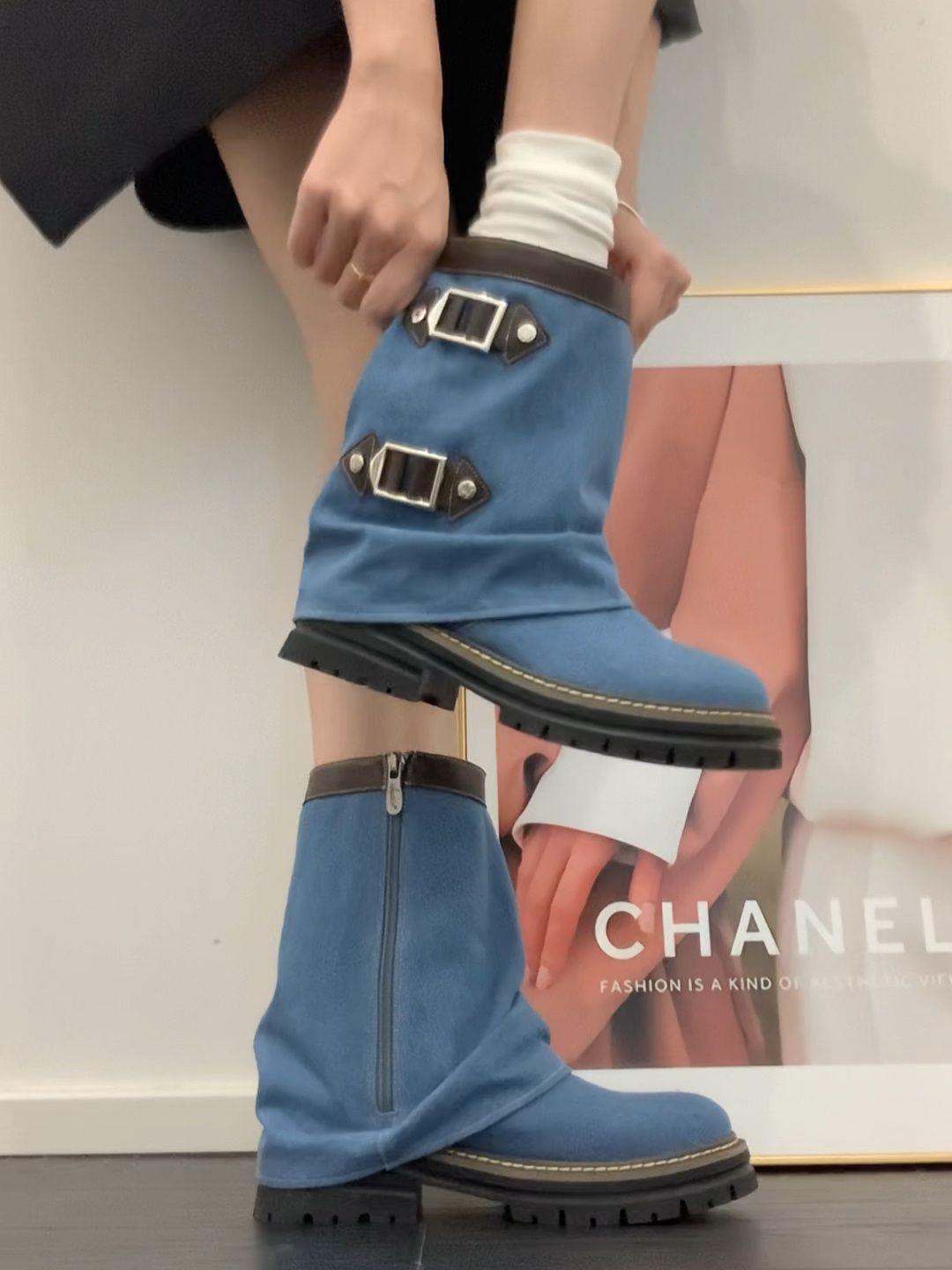 圆头 拉链 皮革  - VALI鞋履AI设计主图