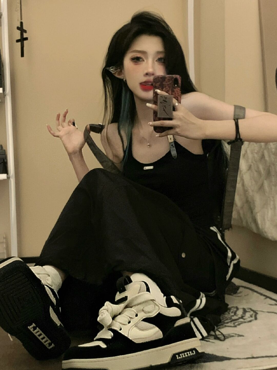 棉麻 A型 圆形领 海盗黑 基础扣饰 性感  - VALI鞋履AI设计主图