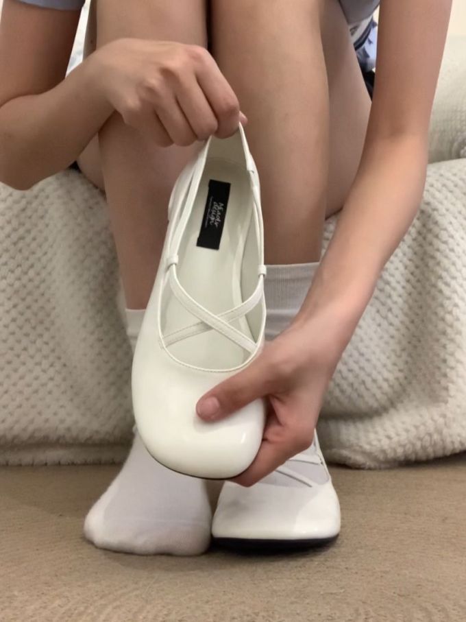 圆头 弹力绳 浅口鞋 皮革 