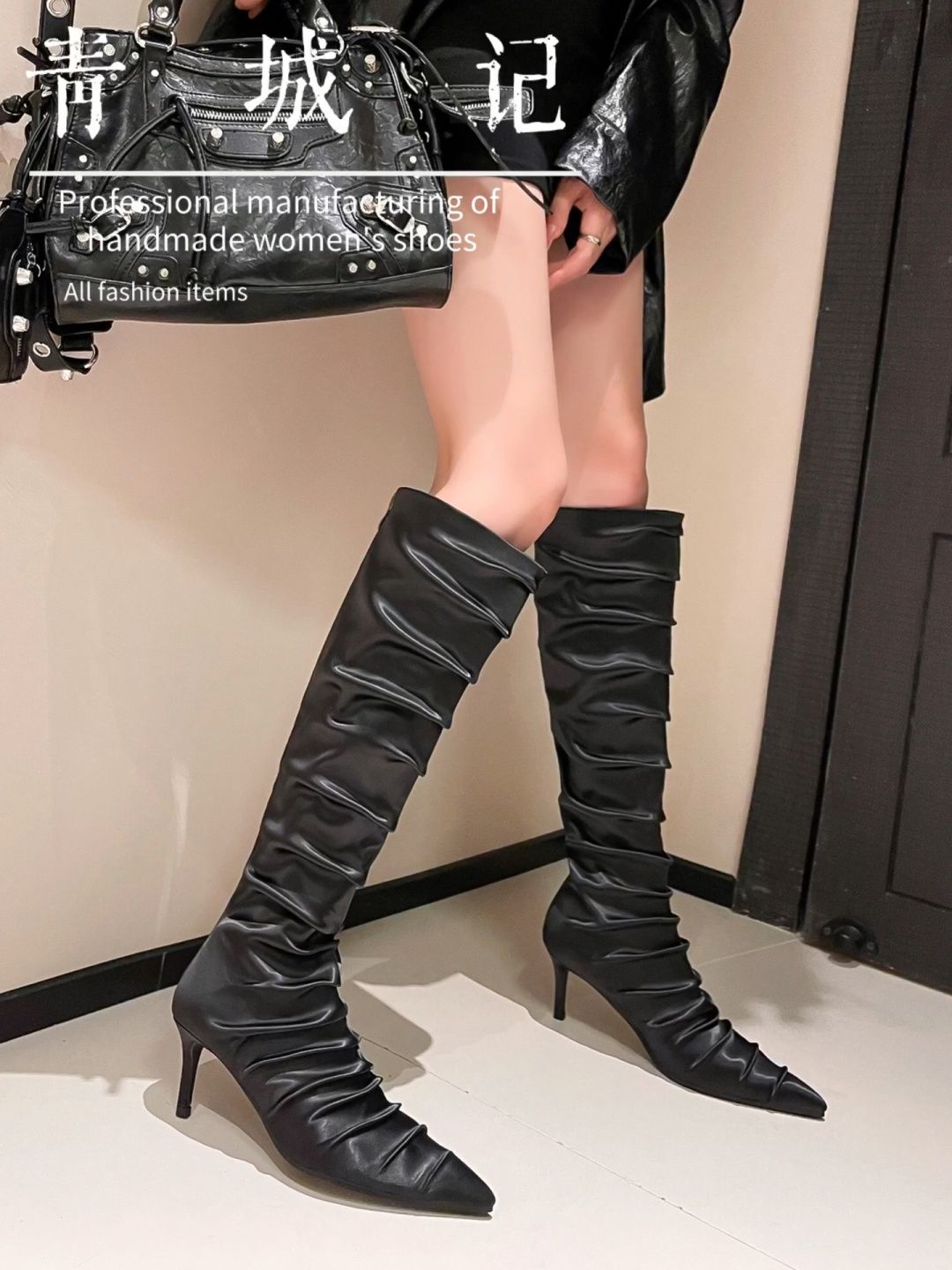 中跟 粗跟 尖头 皮革  - VALI鞋履AI设计主图