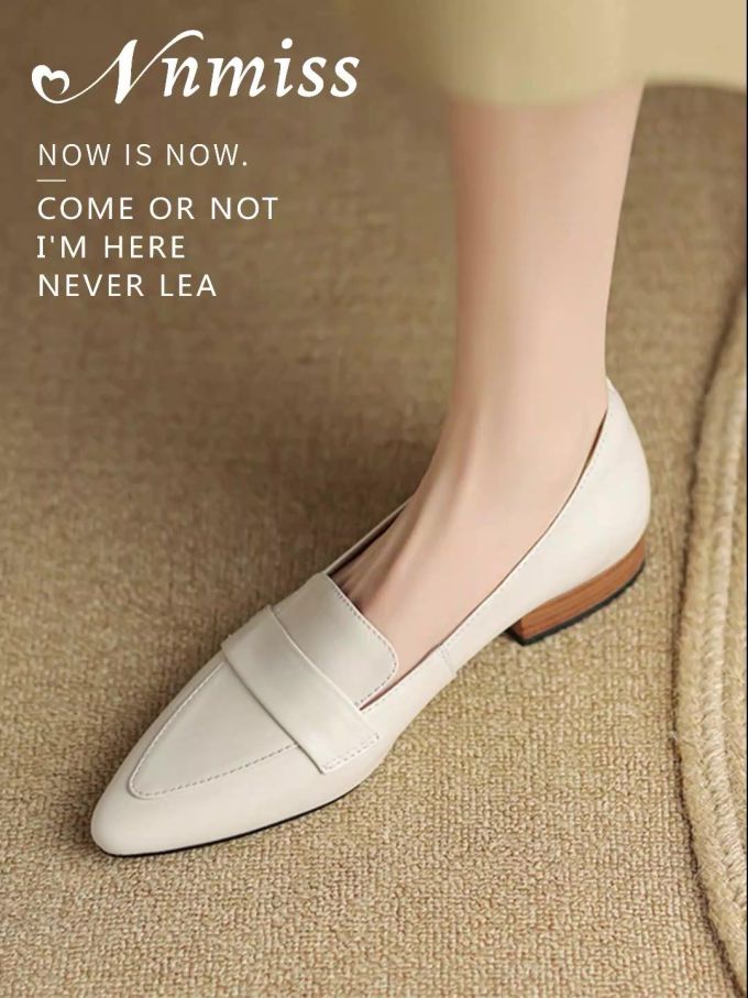 尖头 低帮 一脚蹬 深口鞋 皮革 