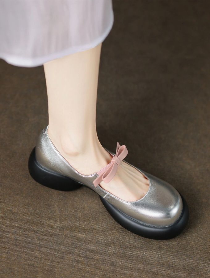 圆头 中口鞋 皮革 