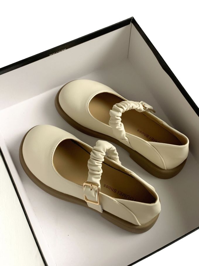 圆头 袢扣 中口鞋 皮革 