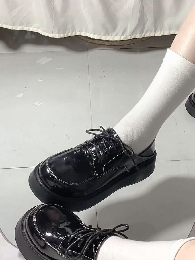 厚底 圆头 皮革 