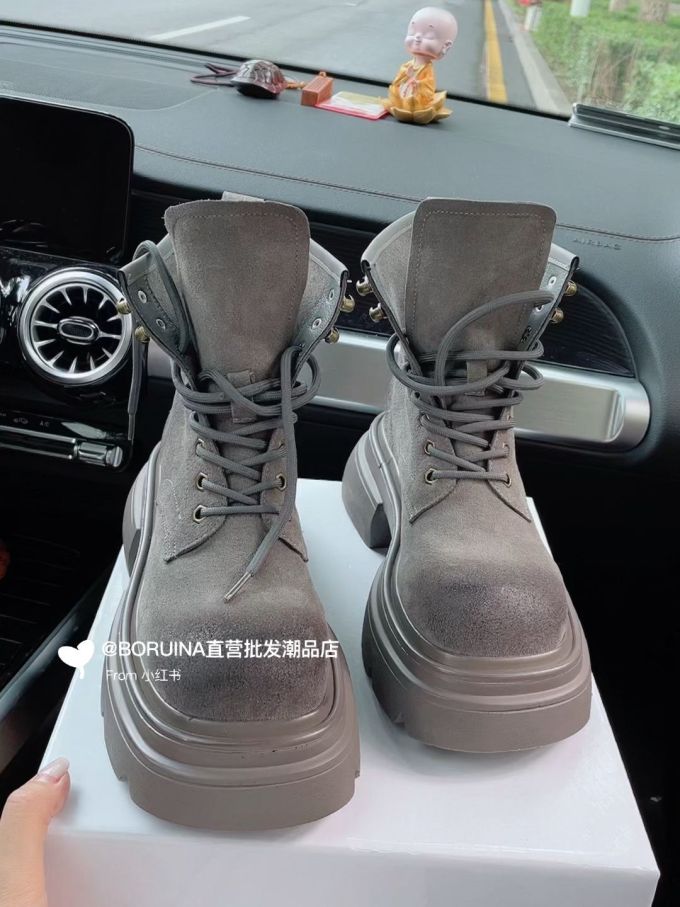 圆头 系带 皮革 