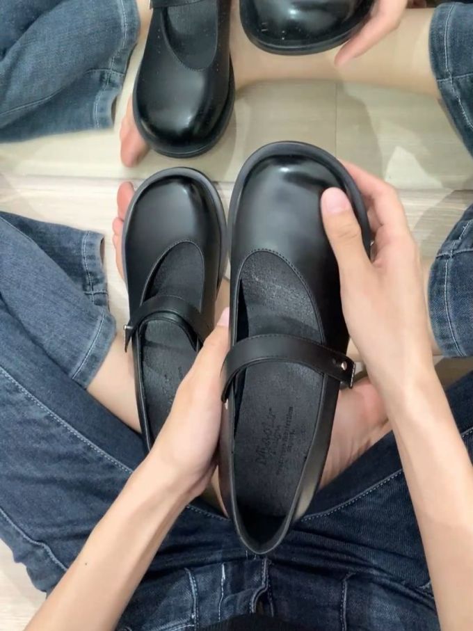 圆头 袢扣 中口鞋 皮革 