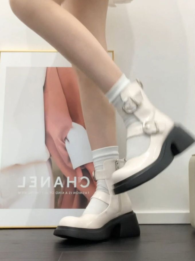 圆头 中口鞋 皮革 