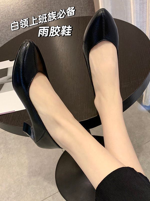 粗跟 圆头 低帮 一脚蹬 浅口鞋 皮革 