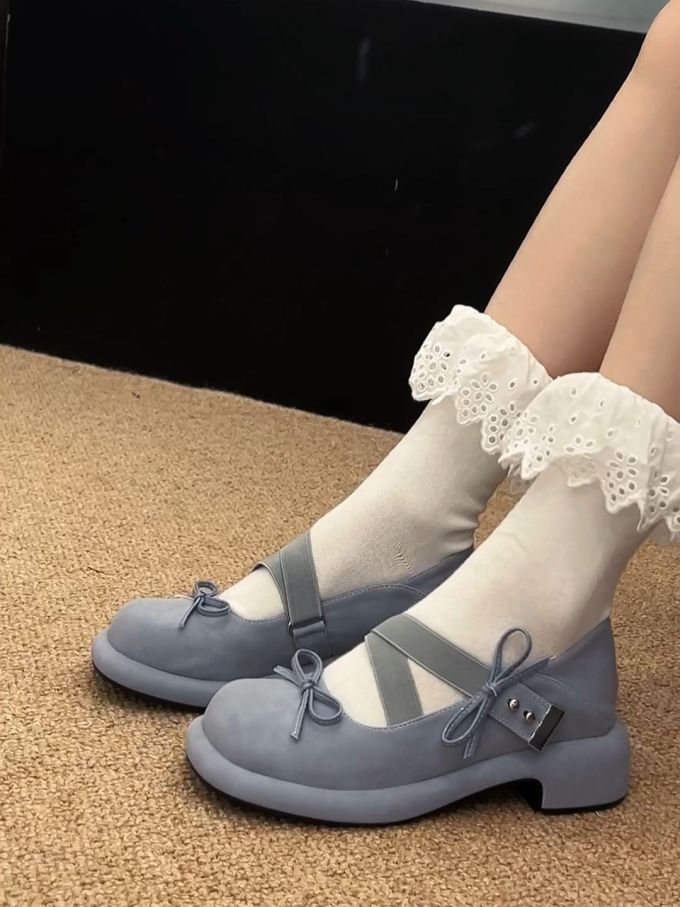 厚底 圆头 袢扣 浅口鞋 皮革 