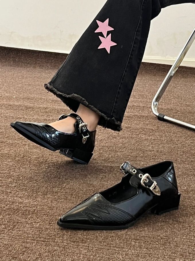 袢扣 中口鞋 皮革 