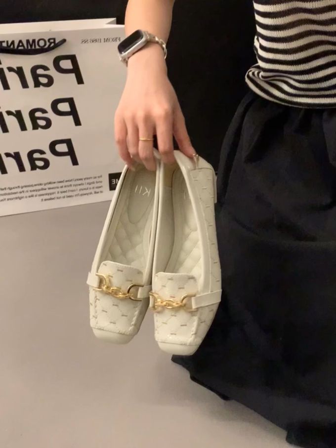 方头 低帮 一脚蹬 浅口鞋 皮革 