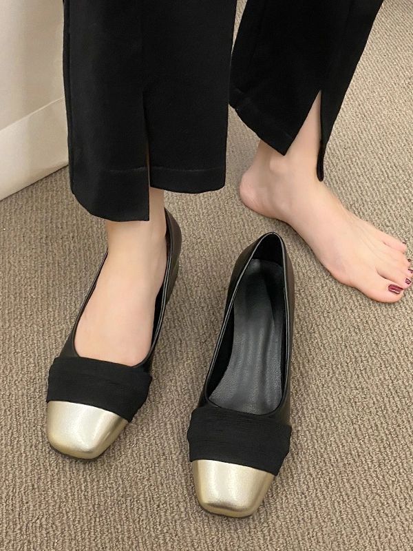 方头 低帮 中口鞋 皮革 