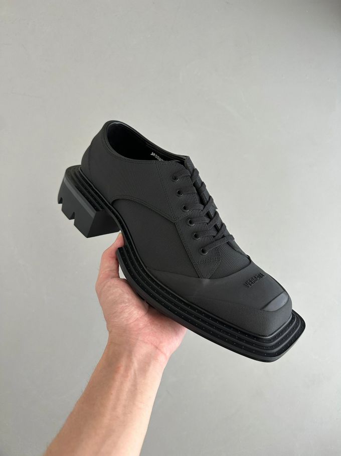 厚底 方头 系带 