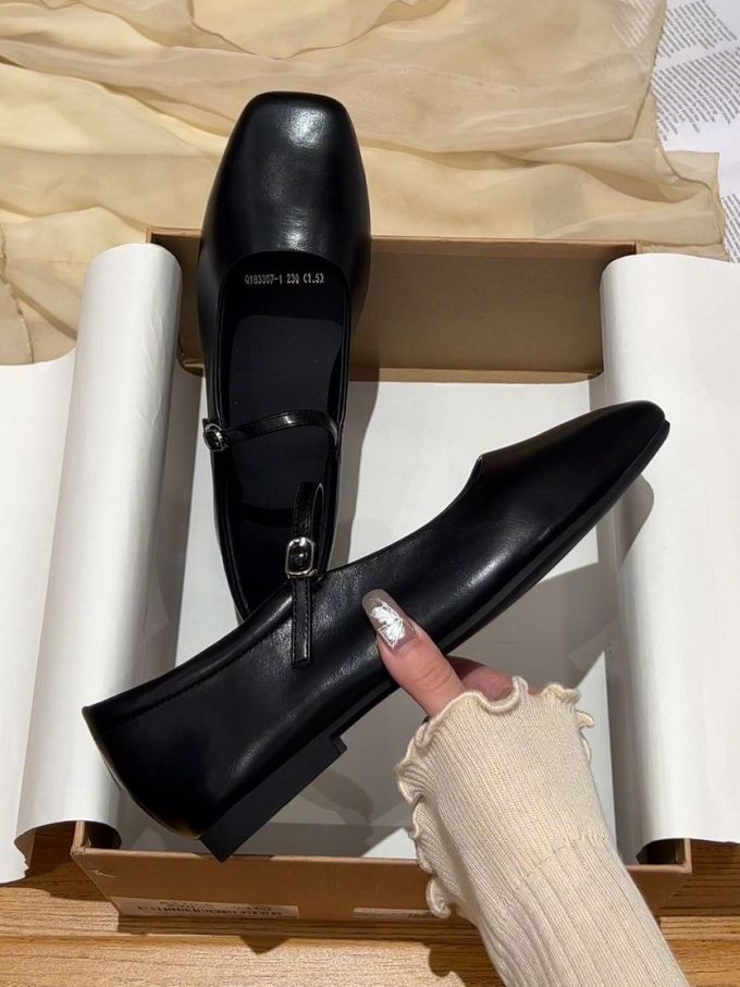 平底 中口鞋 皮革 