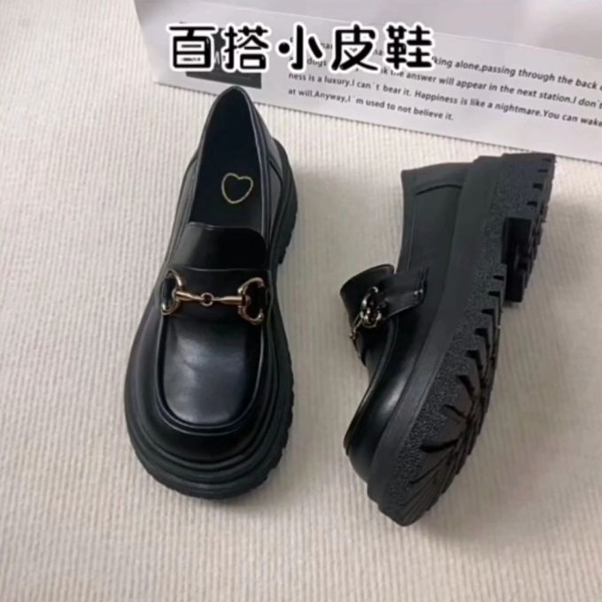 厚底 低帮 袢扣 中口鞋 皮革 