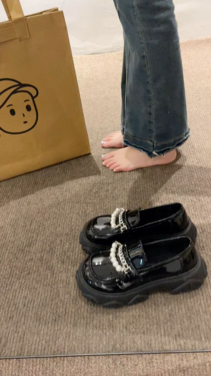 厚底 圆头 低帮 一脚蹬 深口鞋 皮革 