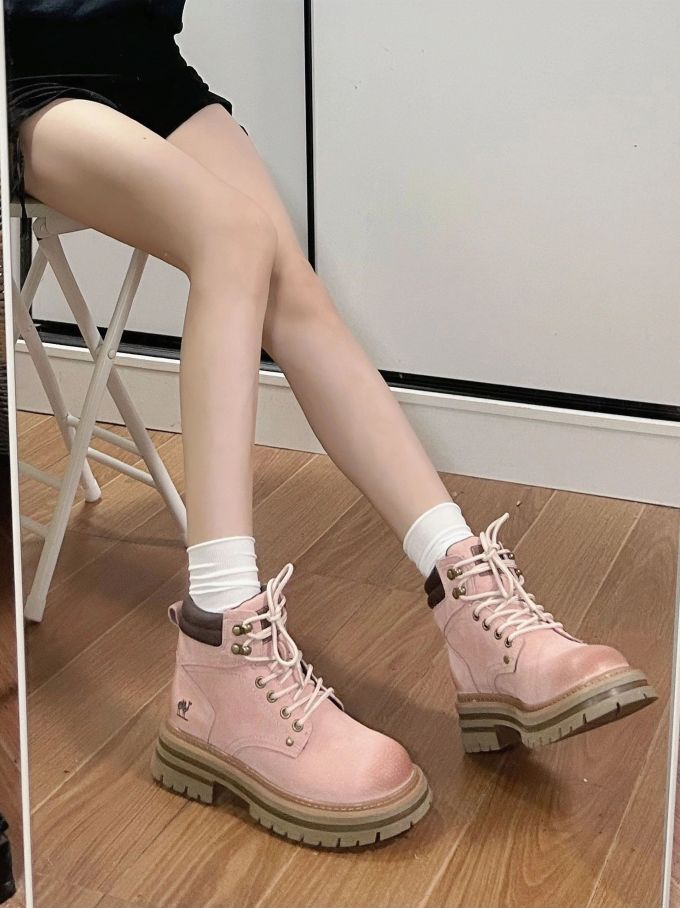 圆头 系带 皮革 