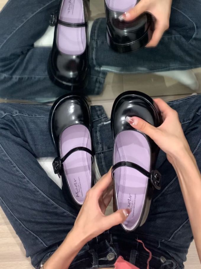 圆头 袢扣 中口鞋 皮革 