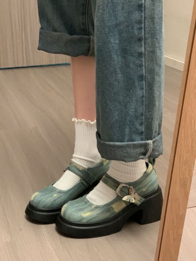 圆头 中口鞋 皮革 
